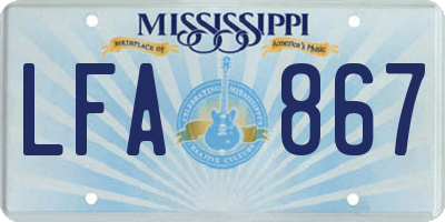 MS license plate LFA867
