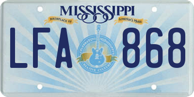MS license plate LFA868