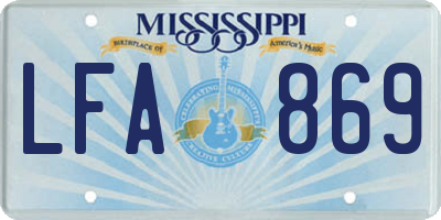 MS license plate LFA869
