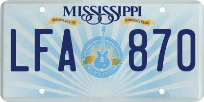 MS license plate LFA870