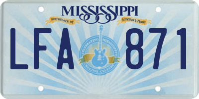 MS license plate LFA871