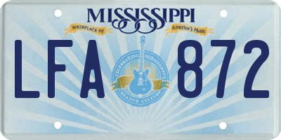 MS license plate LFA872