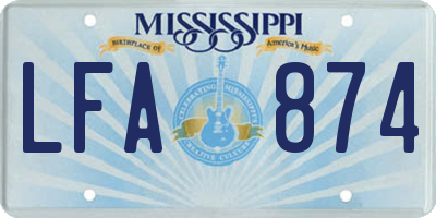 MS license plate LFA874