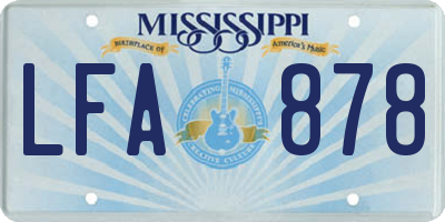 MS license plate LFA878