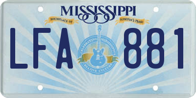 MS license plate LFA881