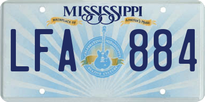 MS license plate LFA884