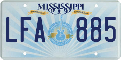 MS license plate LFA885