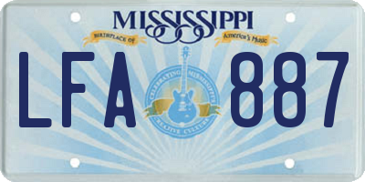 MS license plate LFA887