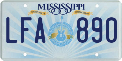 MS license plate LFA890