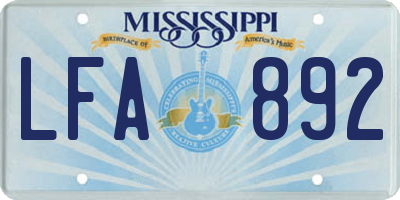MS license plate LFA892