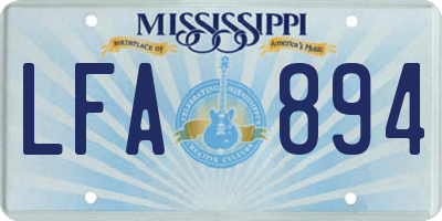 MS license plate LFA894