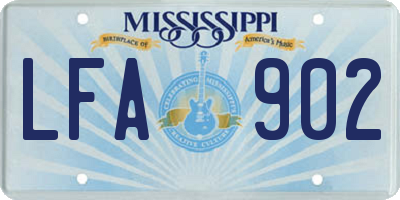 MS license plate LFA902