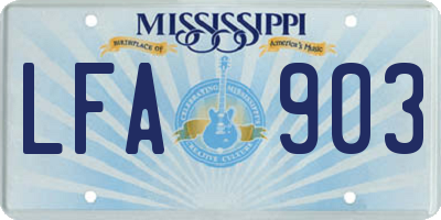 MS license plate LFA903