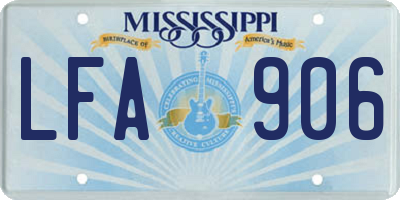 MS license plate LFA906