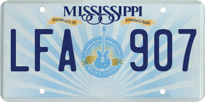 MS license plate LFA907