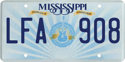 MS license plate LFA908