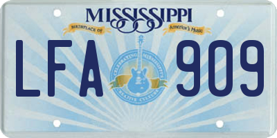 MS license plate LFA909