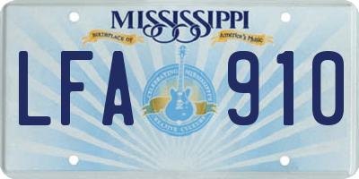 MS license plate LFA910