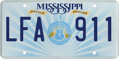 MS license plate LFA911
