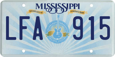 MS license plate LFA915