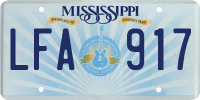 MS license plate LFA917
