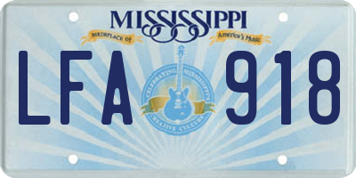 MS license plate LFA918
