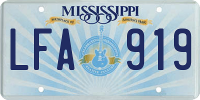MS license plate LFA919