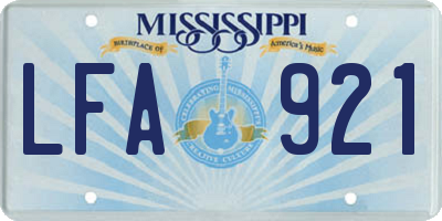 MS license plate LFA921