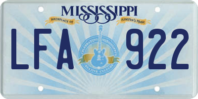 MS license plate LFA922