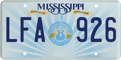 MS license plate LFA926