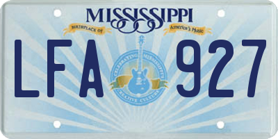 MS license plate LFA927