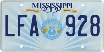 MS license plate LFA928