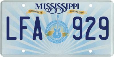 MS license plate LFA929