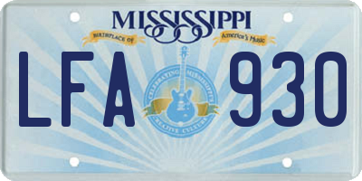 MS license plate LFA930