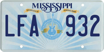MS license plate LFA932