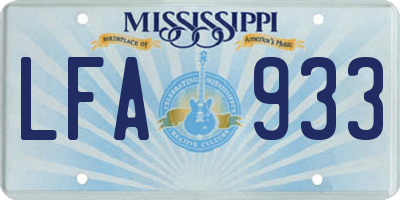 MS license plate LFA933