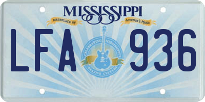 MS license plate LFA936