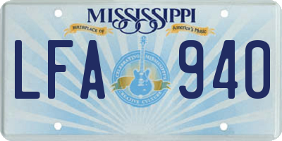 MS license plate LFA940