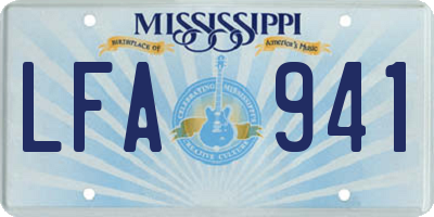 MS license plate LFA941