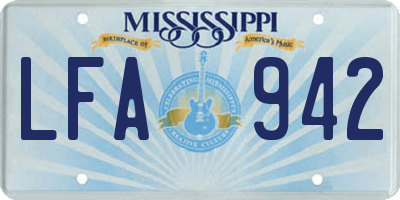 MS license plate LFA942