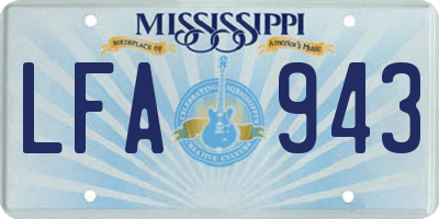 MS license plate LFA943