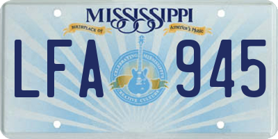 MS license plate LFA945