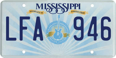 MS license plate LFA946