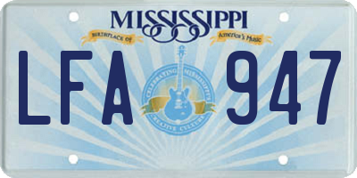 MS license plate LFA947