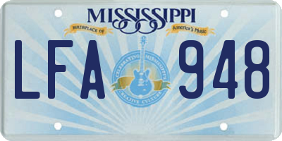 MS license plate LFA948