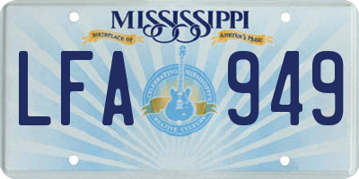 MS license plate LFA949