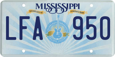 MS license plate LFA950