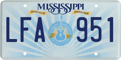 MS license plate LFA951