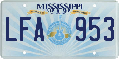 MS license plate LFA953