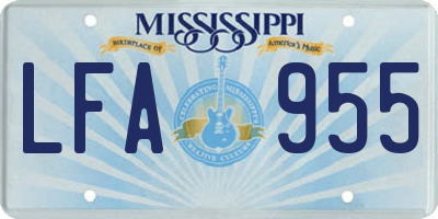 MS license plate LFA955